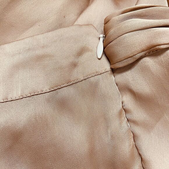 FREE PEOPLE x KAS NEW YORK CHIFFON SKATER MINI SKIRT SIZE S Copper Champaign Bow - Picture 10 of 13